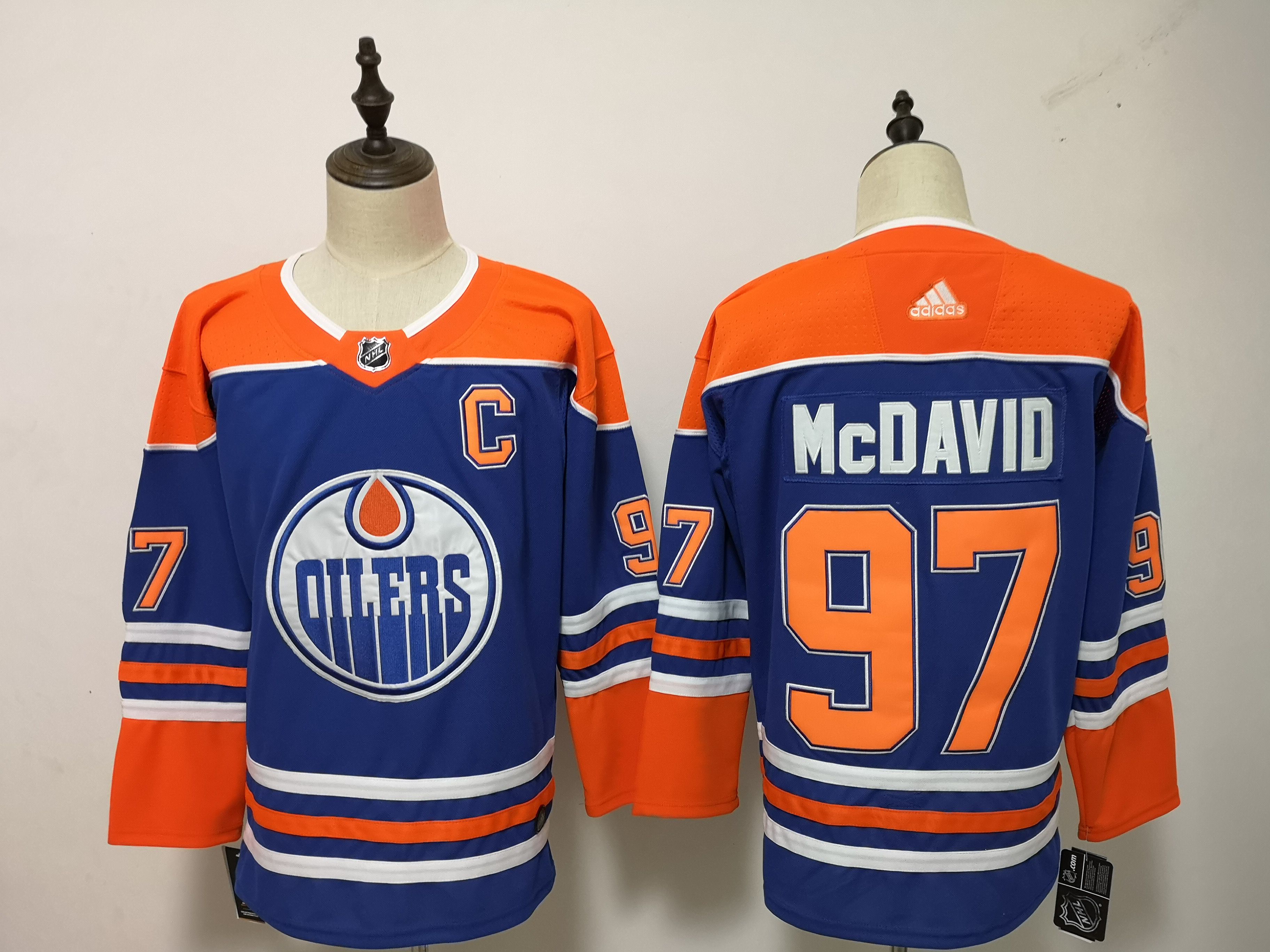 Men Edmonton Oilers #97 Mcdavid Blue Adidas Alternate Authentic Stitched NHL Jersey